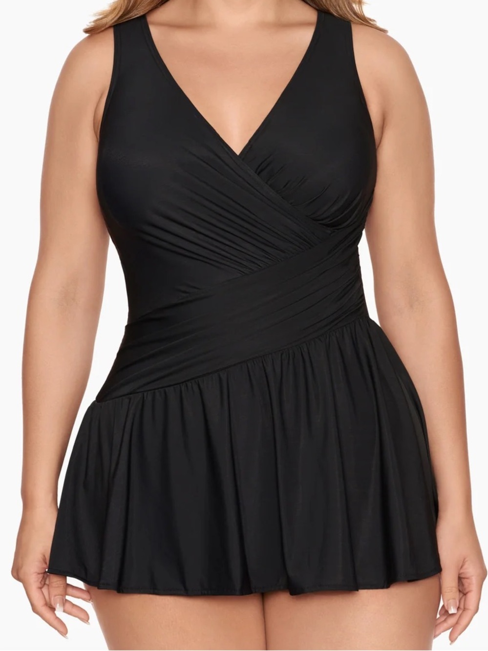 MIRACLESUIT Size 22W Black One Piece Swimsuit Swimdress